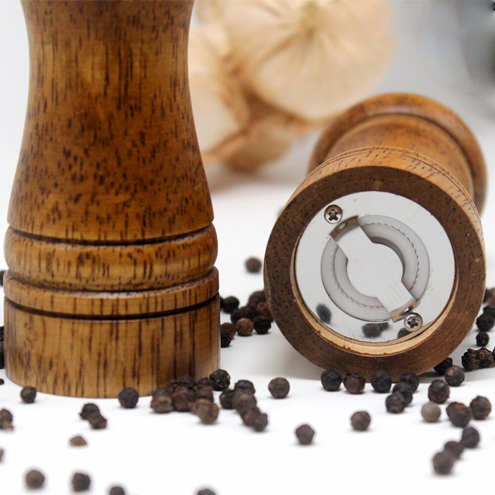 Classical Oak Wood Pepper Spice Mill Grinder Set Handheld Seasoning Mills Grinder Ceramic Grinding Core BBQ Tool