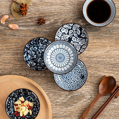 Japanese Floral Ceramic Appetizer Plate Set