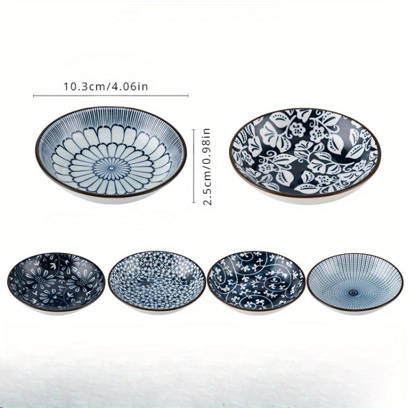 Japanese Floral Ceramic Appetizer Plate Set