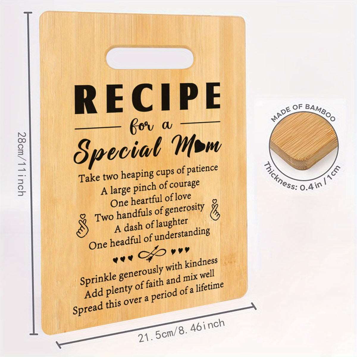 Bamboo Chopping Board: Engraved, Perfect Gift for Mom