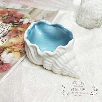 Ceramic Little Conch Eternal Flower Table Decoration Birthday and Valentine's Day Gift