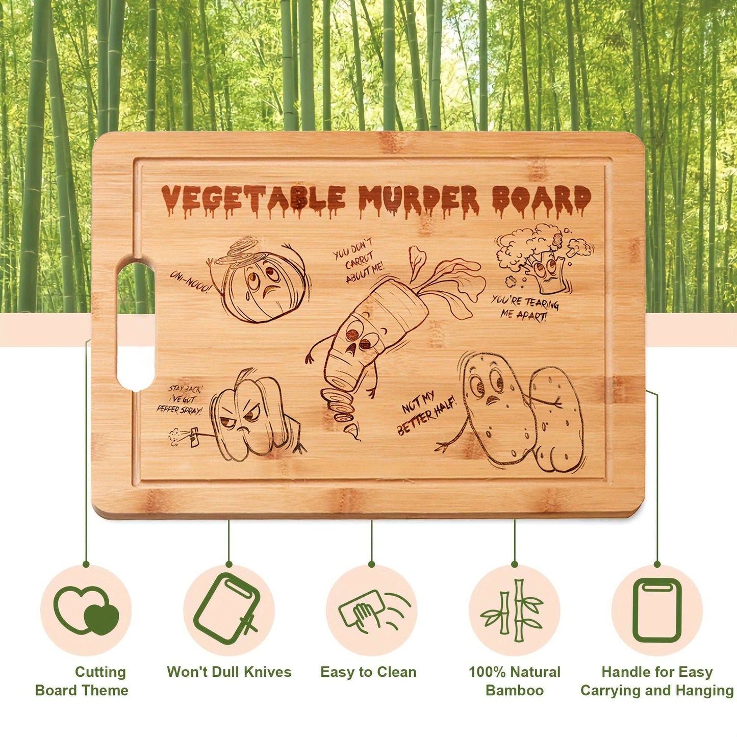 Bamboo Cutting Board Kitchen Accessory with Funny Engraving