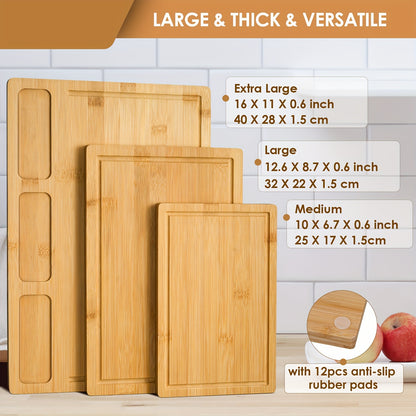 Stylish Bamboo Cutting Board Set: 3-Pack