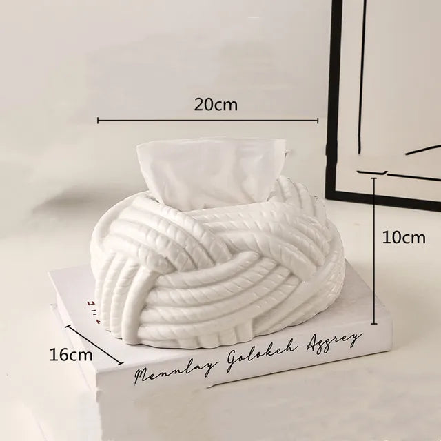 Ceramic Tissue Box Silver Twine Grain Napkin Carton Toilet Paper Holder Napkin Dispenser Holder Home Decoraction Organizers