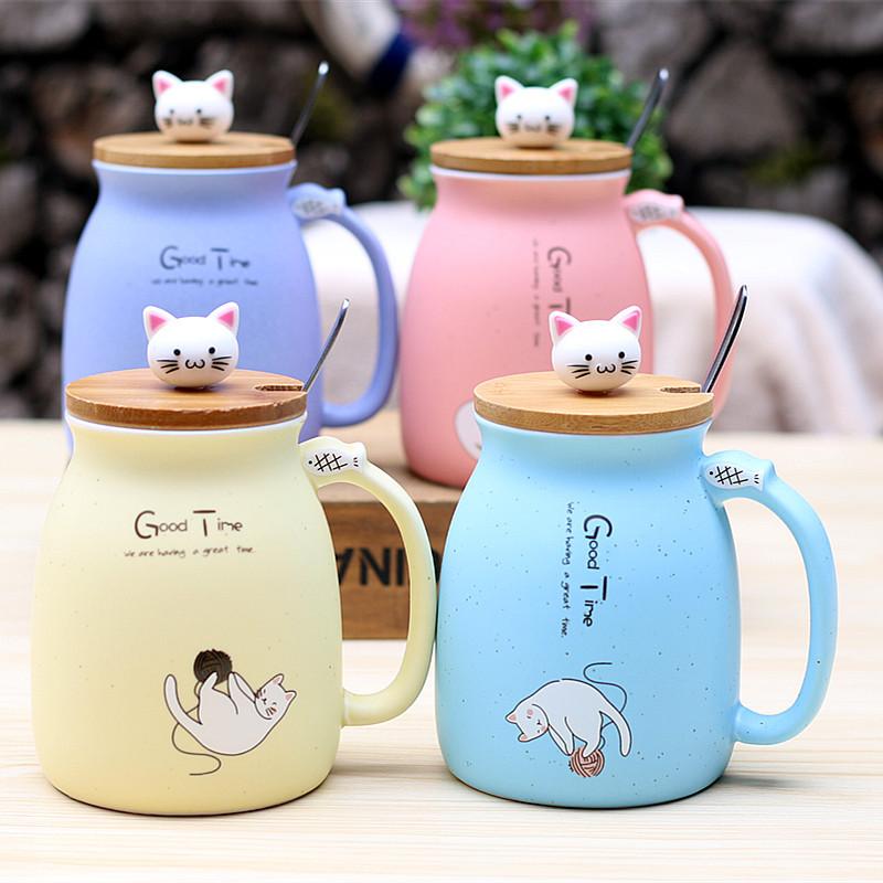 Ceramic Cat Mug with Lid