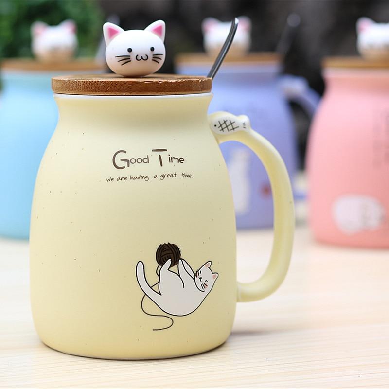 Ceramic Cat Mug with Lid