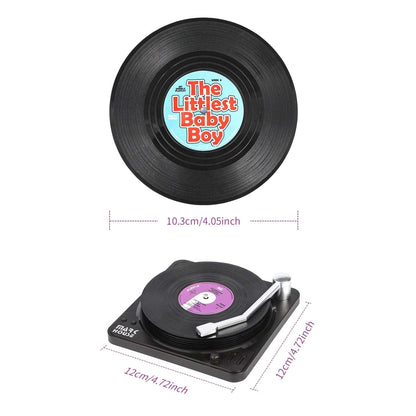 6 Retro Vinyl Record Coasters & Holder Set