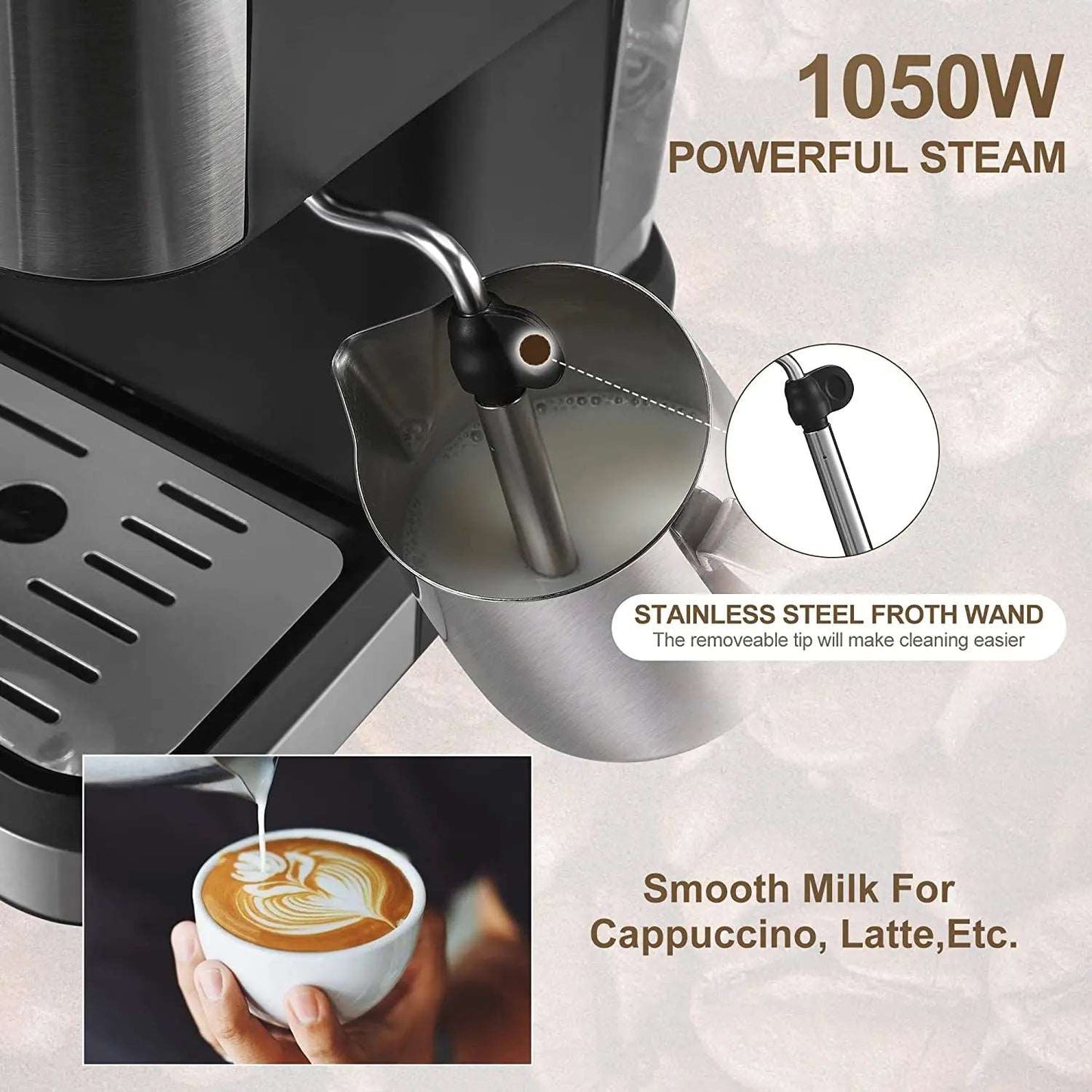 Aeomjk Italian Espresso Semi-automatic Coffee Machine Professional Coffee Makers Kitchen Espresso Machines US/EU/UK CM3010