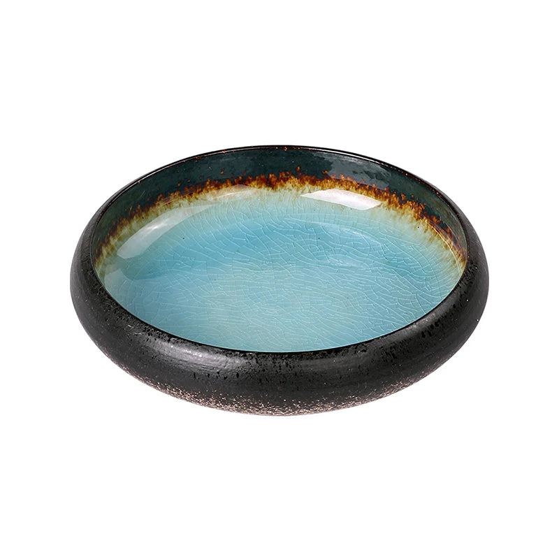 Chic Round Ceramic Ice Crack Dish - Stylish Tableware