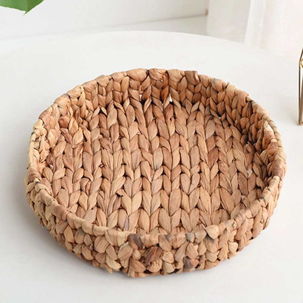Handwoven Rattan Wicker Basket: Multi-Use Storage Tray