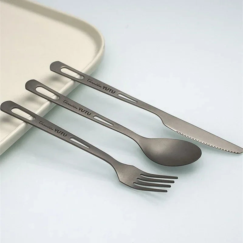 Pure Titanium Tableware Set for Camping & Travel