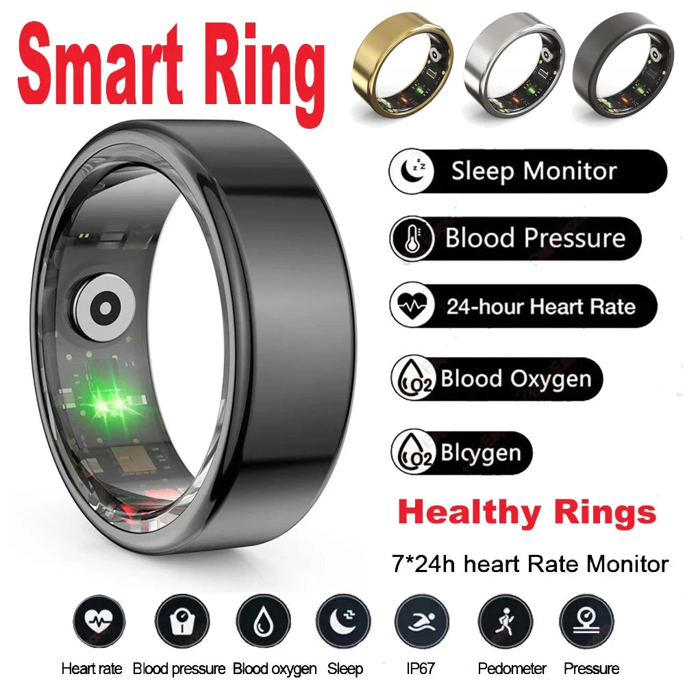Smart Ring: Health Monitoring, Titanium Steel, IP68 Waterproof