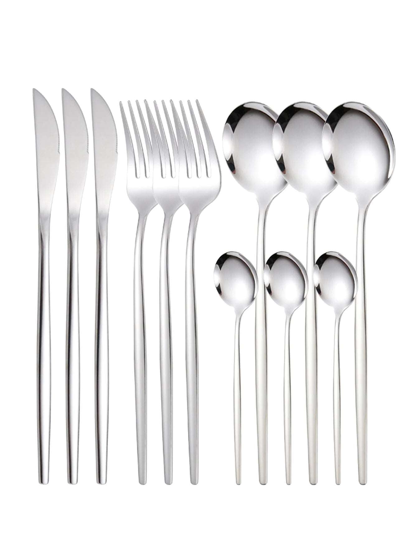 12-Piece Stainless Steel Cutlery Set (Steak Knife, Fork, Spoons)