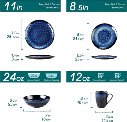 Starry-Green Ceramic Dinnerware Set - 12 Pieces