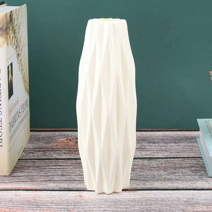 1PC Flower Vase Decoration Home Plastic Vase White Imitation Ceramic Flower Pot Home Flower Arrangement Living Room Decorations