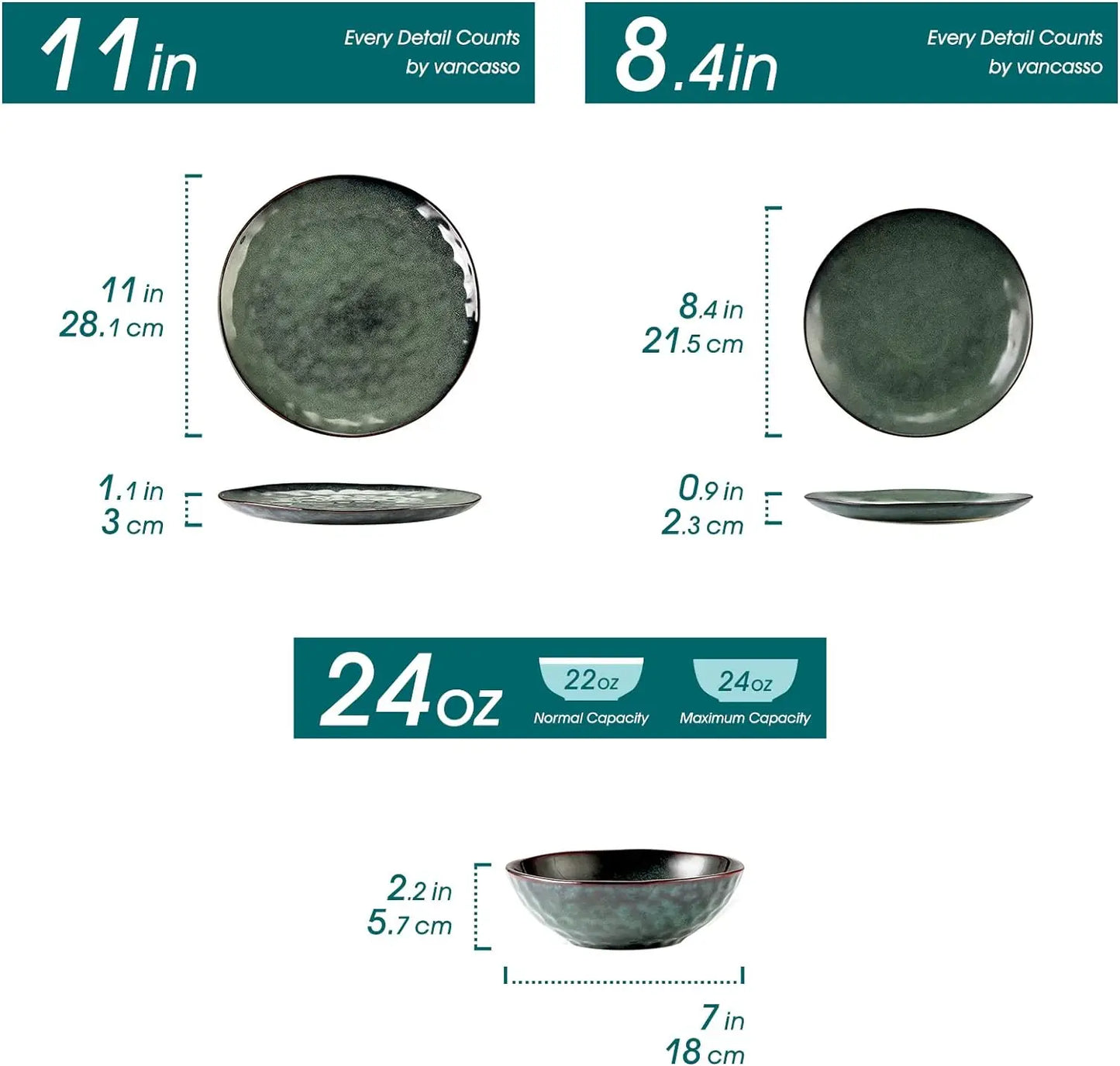 Starry-Green Ceramic Dinnerware Set - 12 Pieces