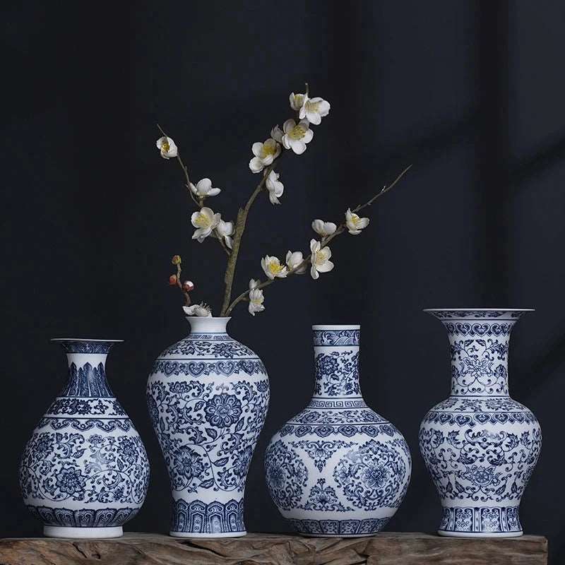 Blue and White Ceramic Vase - Elegant Jingdezhen Artistry for Your Home (6"-10")