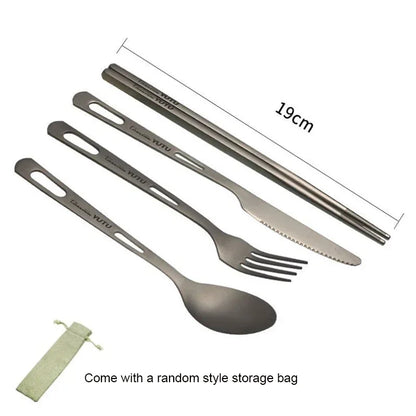 Pure Titanium Tableware Set for Camping & Travel