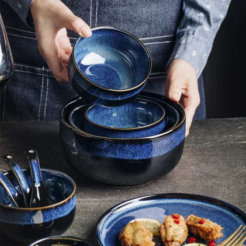 Blue Kiln Transformed Ceramic Dinner Plates Set