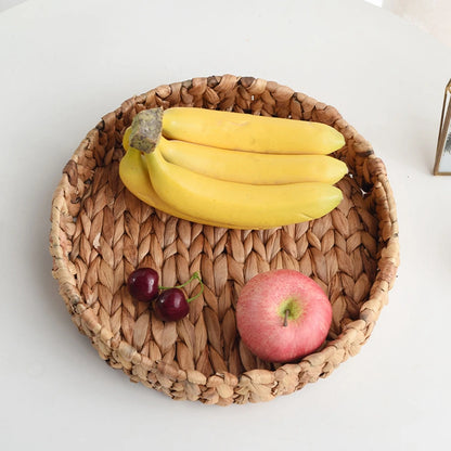 Handwoven Rattan Wicker Basket: Multi-Use Storage Tray