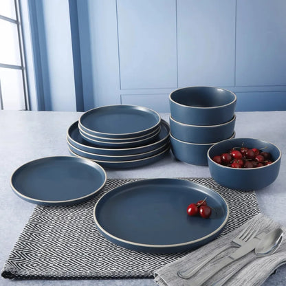 Cobalt Blue Stoneware Dinnerware Set