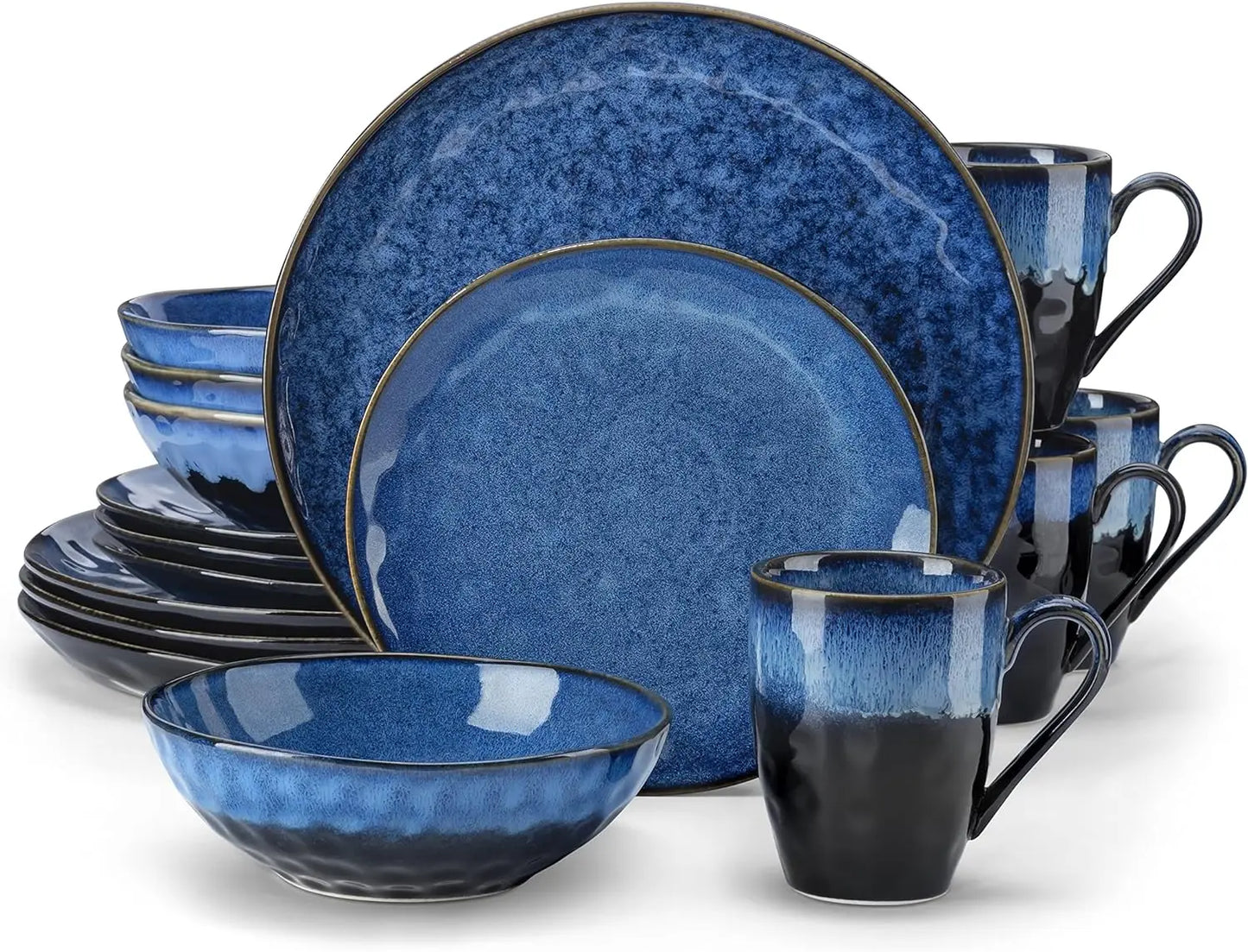 Starry-Green Ceramic Dinnerware Set - 12 Pieces