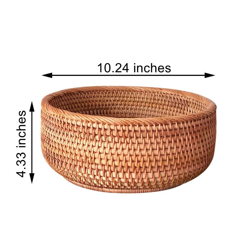 Hand-Woven Round Rattan Basket