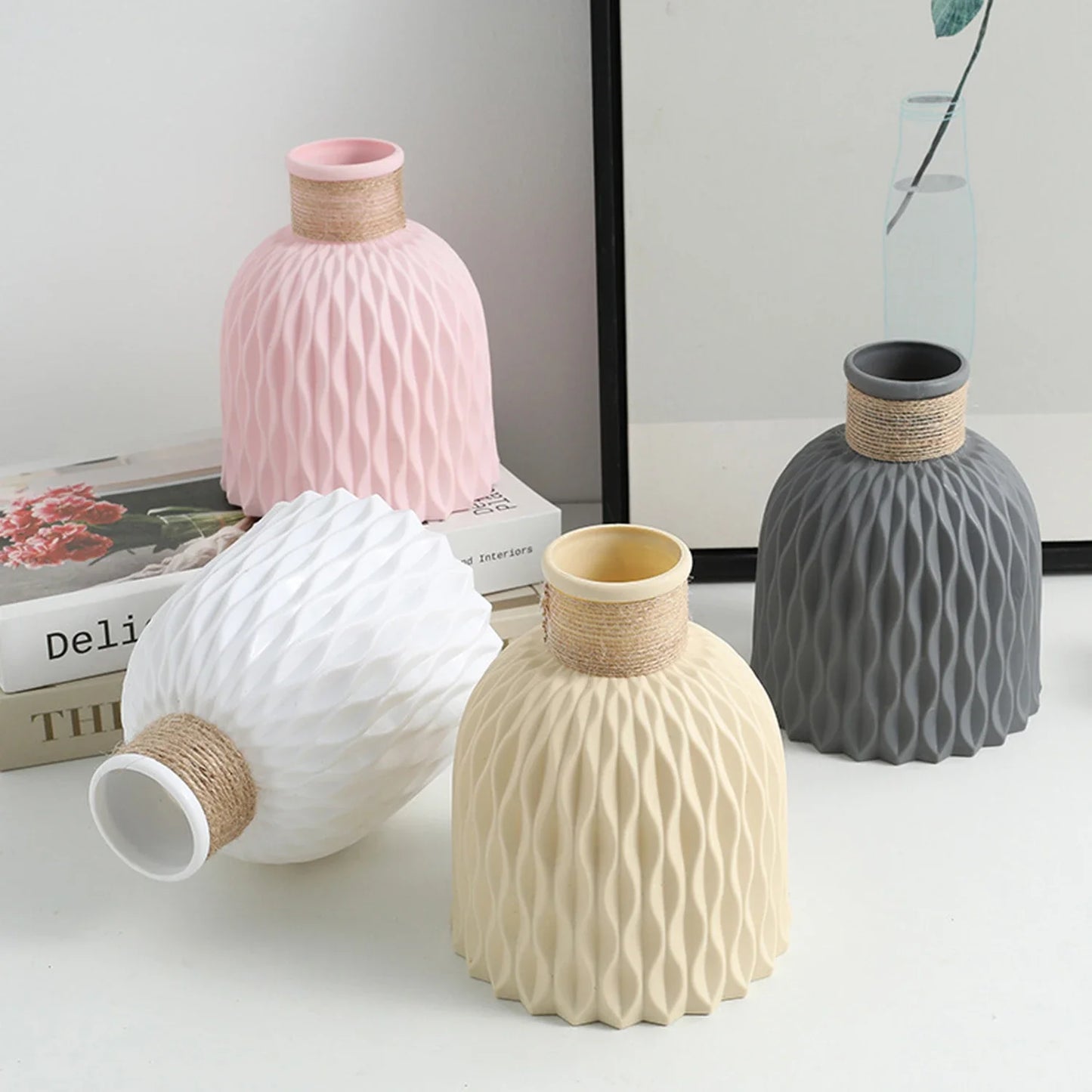 Nordic Chic Plastic Flower Vase - Modern Home Decor