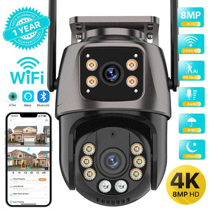 8MP HD Outdoor WIFI IP Camera - 4MP Night Vision, Waterproof, Wireless