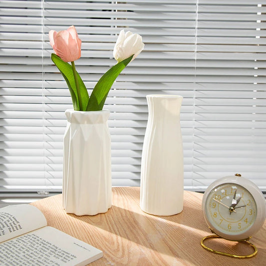 Nordic Vases Plastic Imitation Ceramic Flower Pot Living Room Desktop Home Dining Wedding Table Decor Ornament Ваза Для Цветов