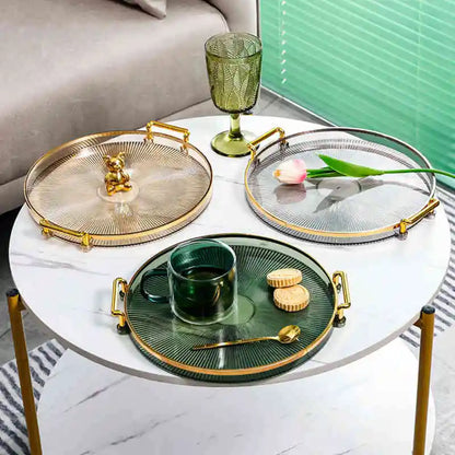 Luxury Storage Tray: Golden Handle, Multi-Use