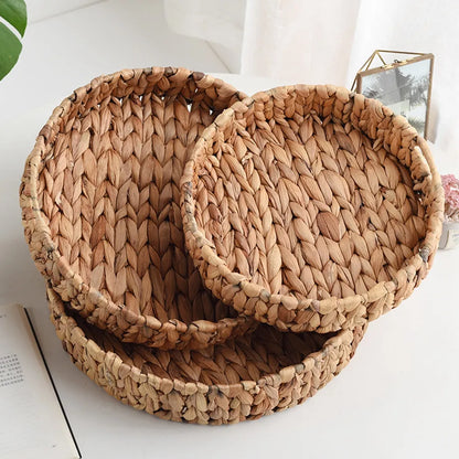 Handwoven Rattan Wicker Basket: Multi-Use Storage Tray