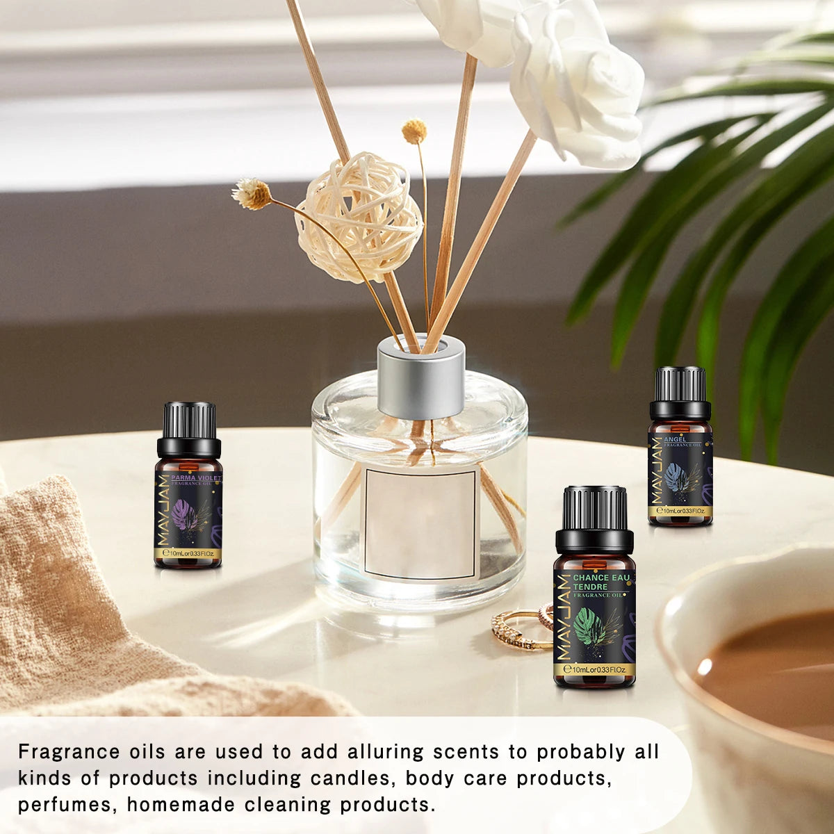 MAYJAM Fragrance Oils For Candle Making Car Air Freshener Clothes Hair Jadore Angel Magnolia Coconut Vanilla Aroma Oil