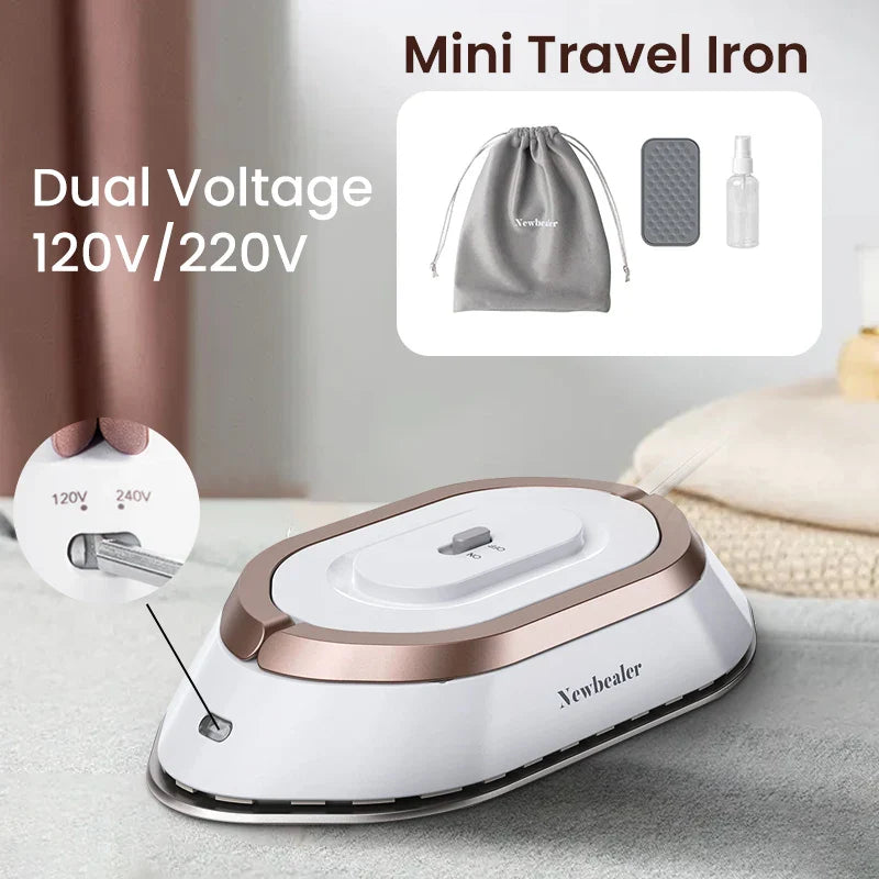 Compact Dual-Voltage Travel Iron - 150W, Non-Stick Ceramic Soleplate