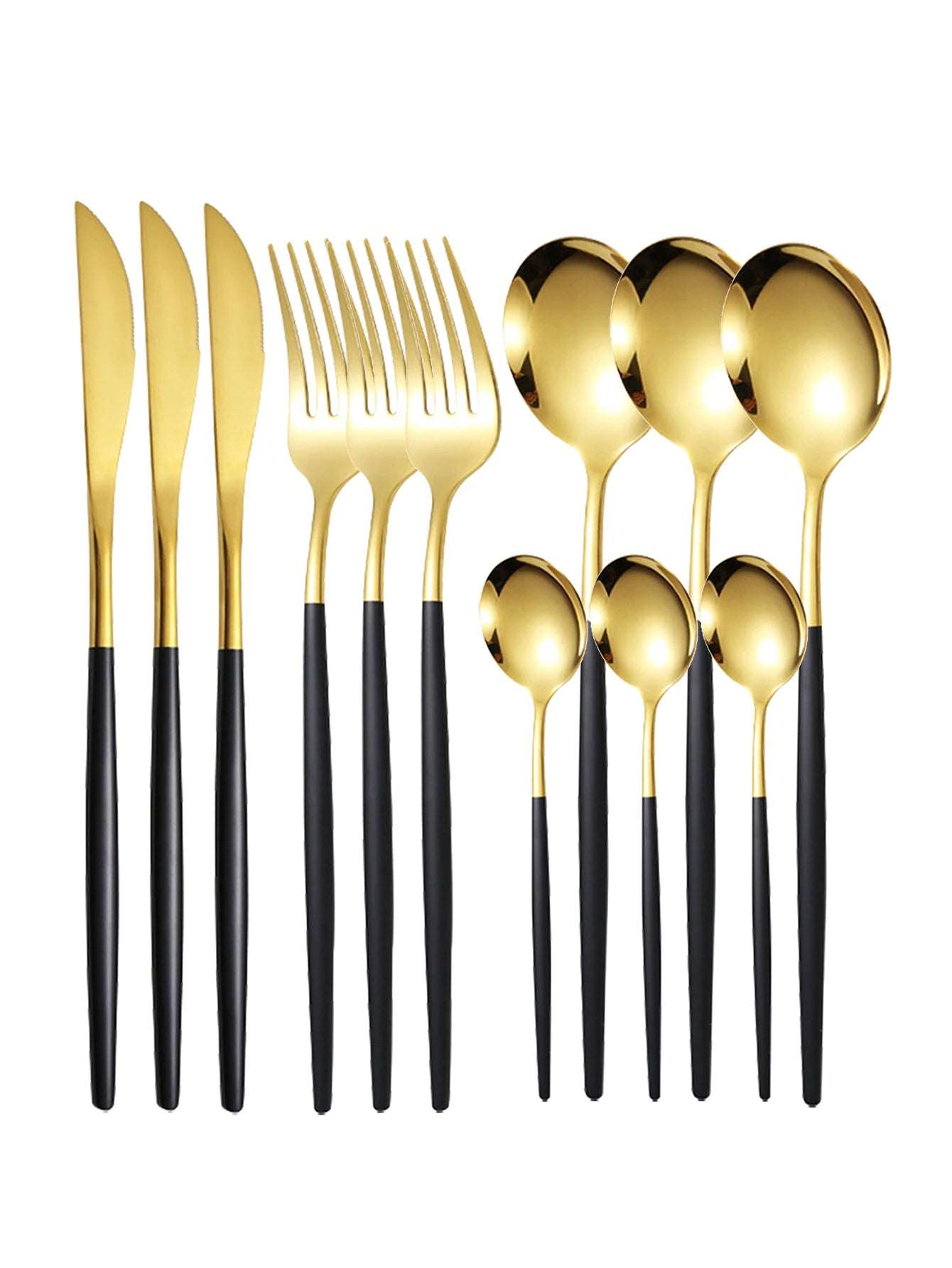 12-Piece Stainless Steel Cutlery Set (Steak Knife, Fork, Spoons)