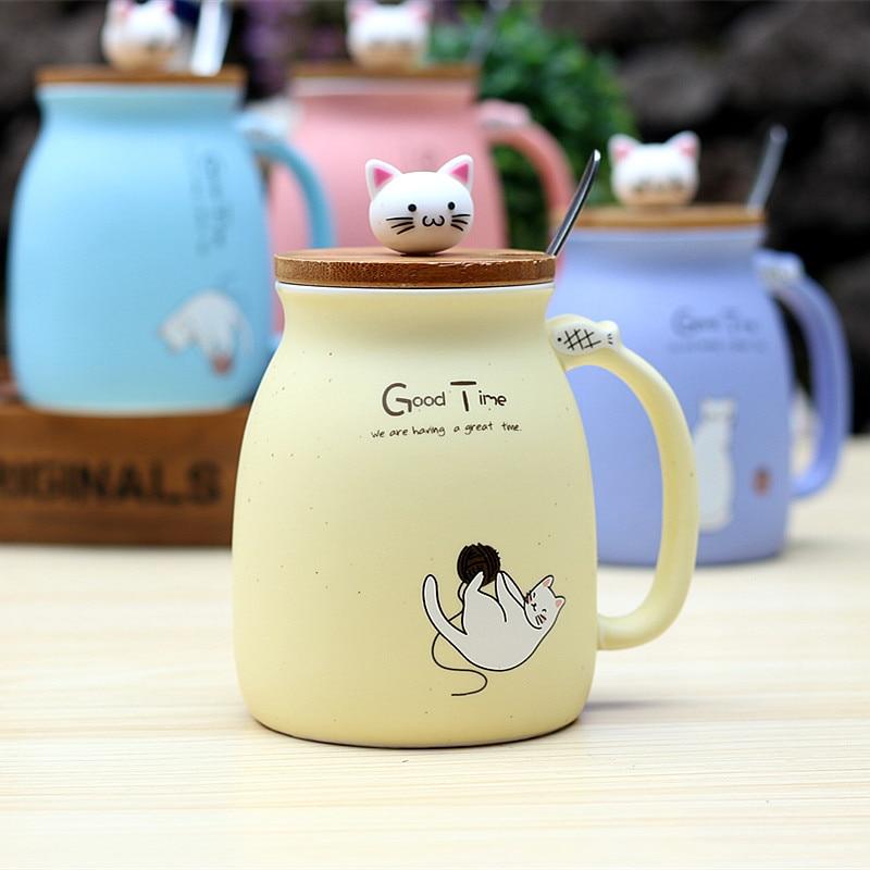 ArtOlo Store Ceramic Mug Ceramic Cat Mug with Lid