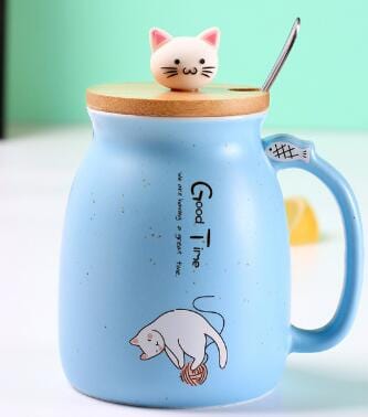 ArtOlo Store Ceramic Mug Ceramic Cat Mug with Lid