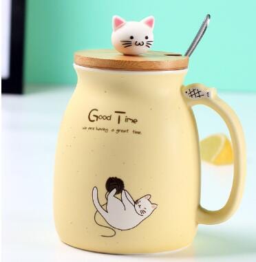 ArtOlo Store Ceramic Mug Ceramic Cat Mug with Lid