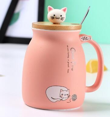 ArtOlo Store Ceramic Mug Ceramic Cat Mug with Lid