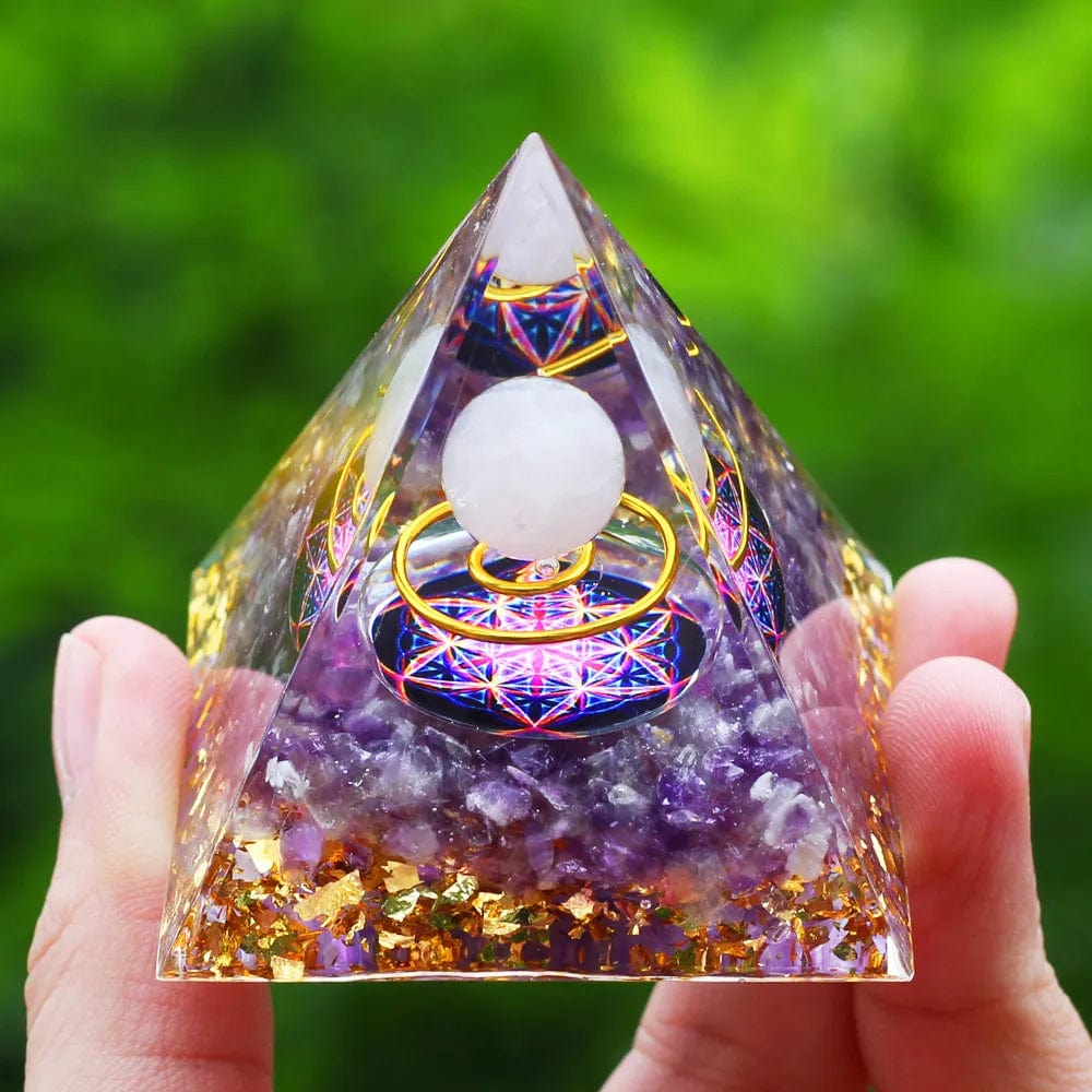 ArtOlo Store Crystals Stone Orgone Pyramid Energy Generator Natural Amethyst Peridot Reiki Chakra Meditation Tool Room Decor Christmas Gift