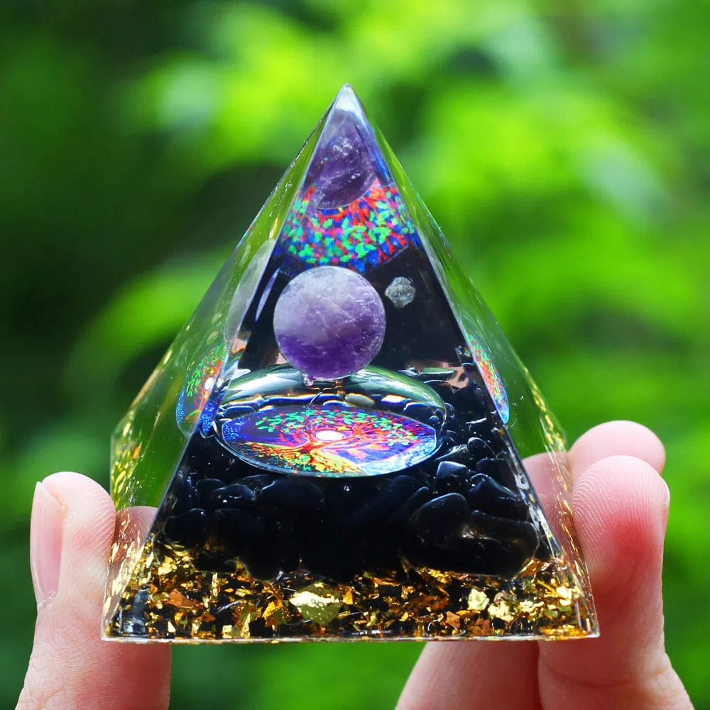 ArtOlo Store Crystals Stone Orgone Pyramid Energy Generator Natural Amethyst Peridot Reiki Chakra Meditation Tool Room Decor Christmas Gift