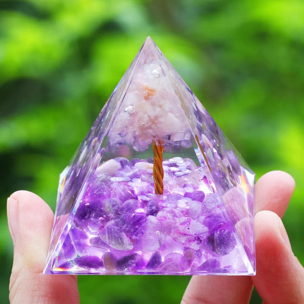 ArtOlo Store Crystals Stone Orgone Pyramid Energy Generator Natural Amethyst Peridot Reiki Chakra Meditation Tool Room Decor Christmas Gift