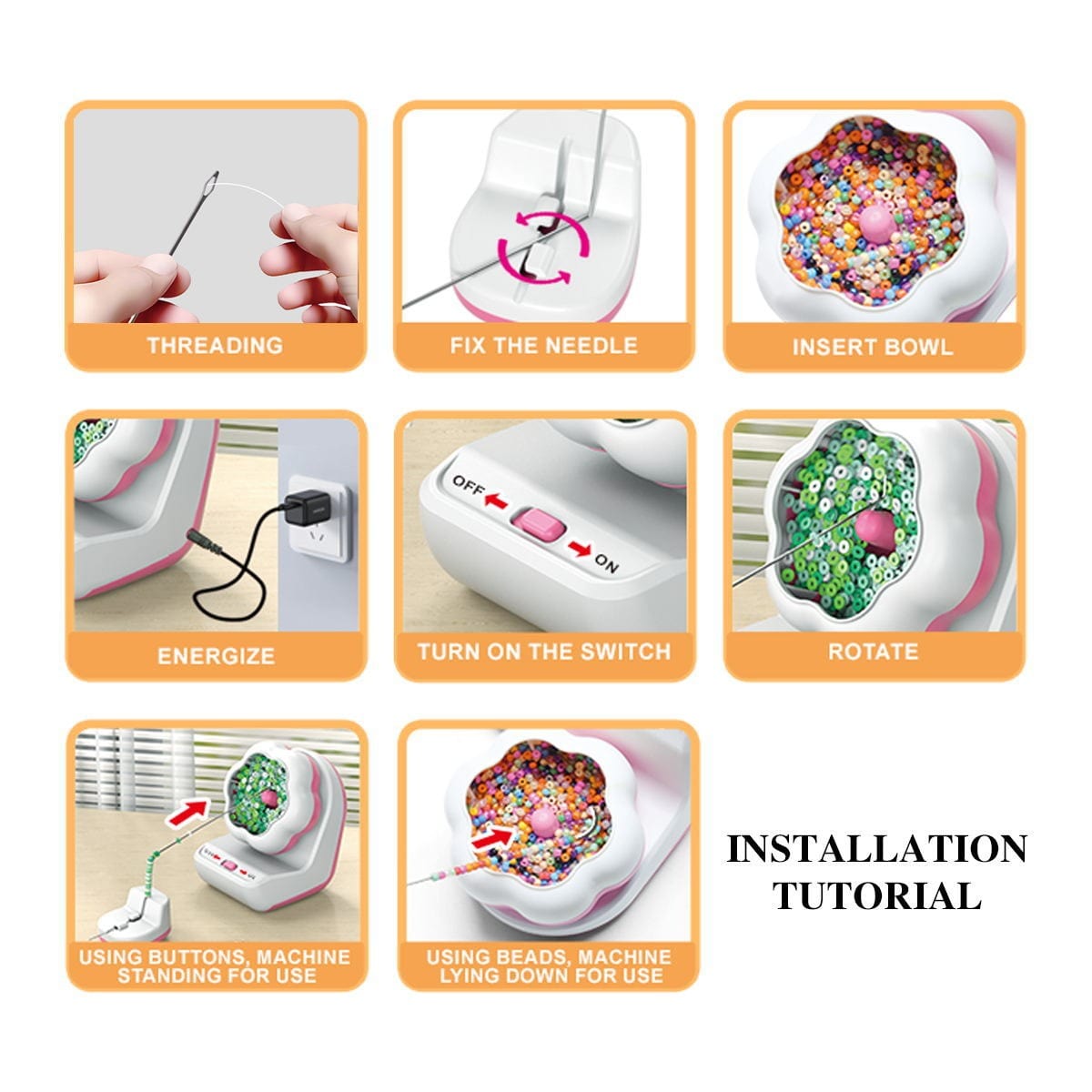 ArtOlo Store Electric automatic beading machine beading bowl DIY manual beading machine soft ceramic rice bead beading tool beading tool