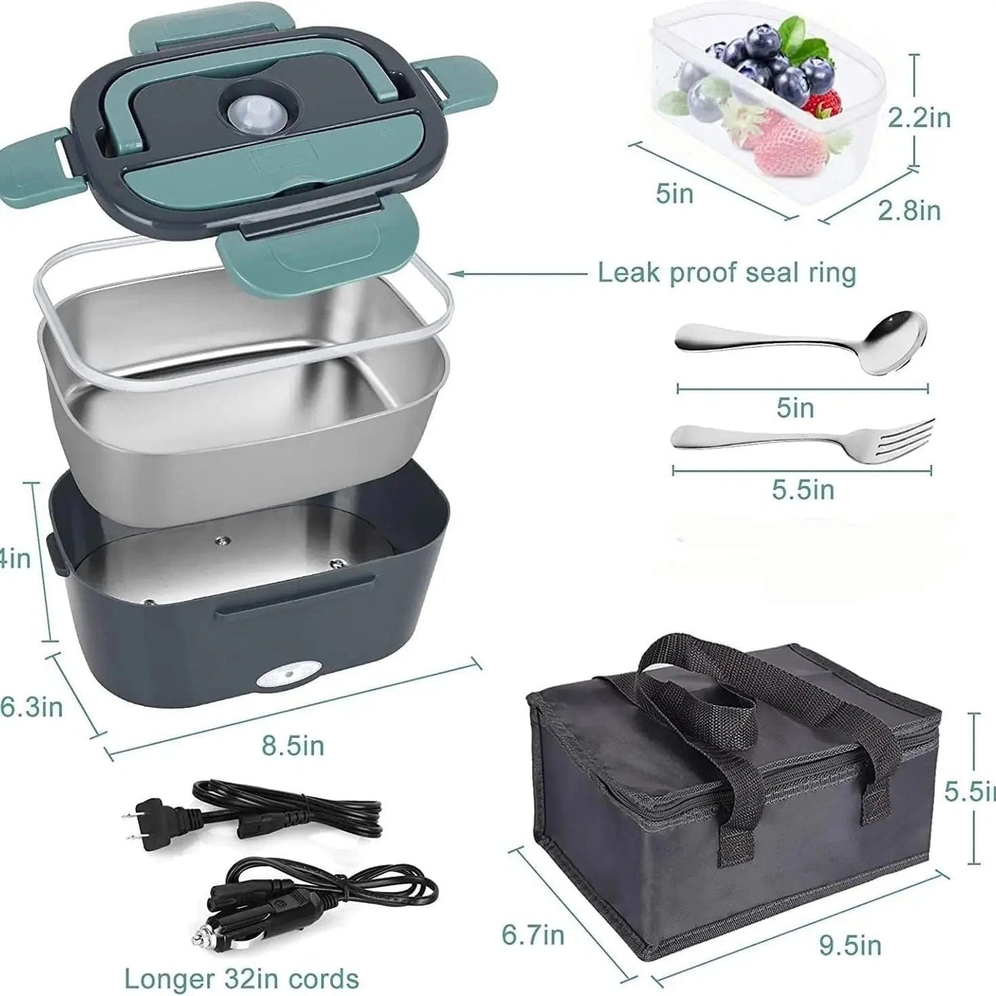 ArtOlo Store Electric Lunch Box Electric Lunch Box Food Warmer 1.5 Qt