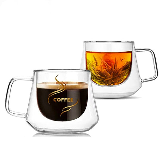 ArtOlo Store Double Wall Coffee Mug Elegant Double Wall Glass Cup 6.76oz