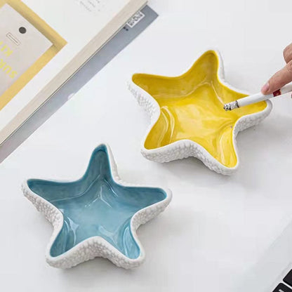 ArtOlo Store Fashion Ashtray Windproof Household Ornaments Scandinavian Starfish Ceramic Ashtray