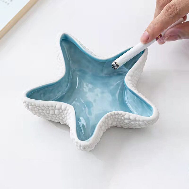 ArtOlo Store Fashion Ashtray Windproof Household Ornaments Scandinavian Starfish Ceramic Ashtray