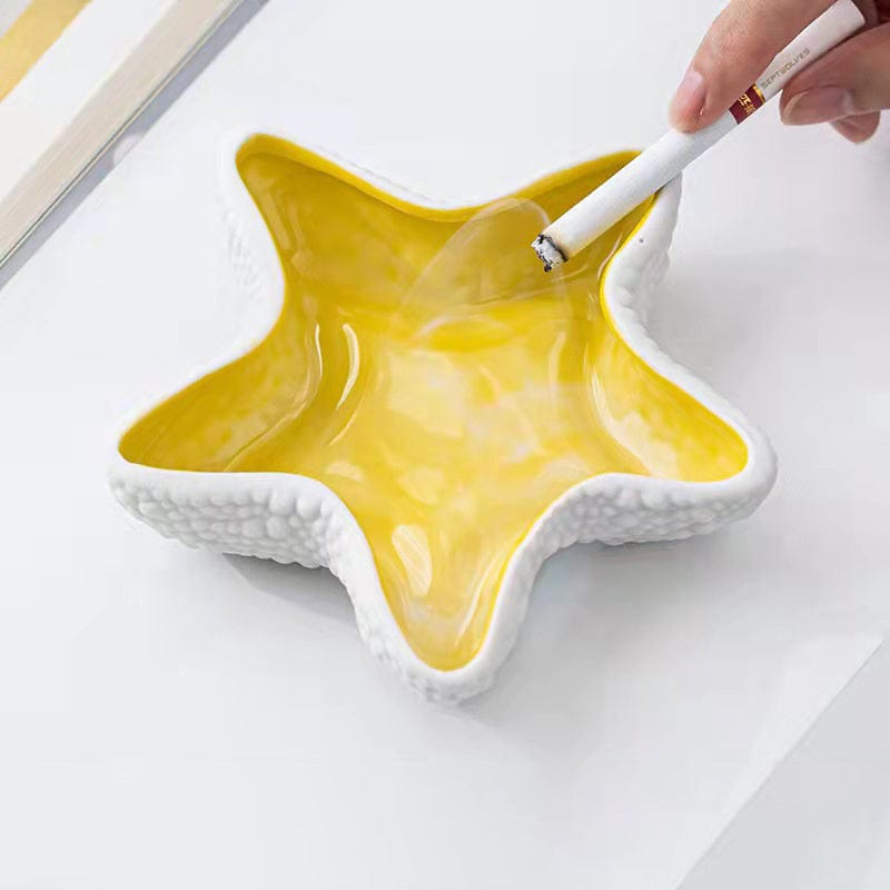 ArtOlo Store Fashion Ashtray Windproof Household Ornaments Scandinavian Starfish Ceramic Ashtray