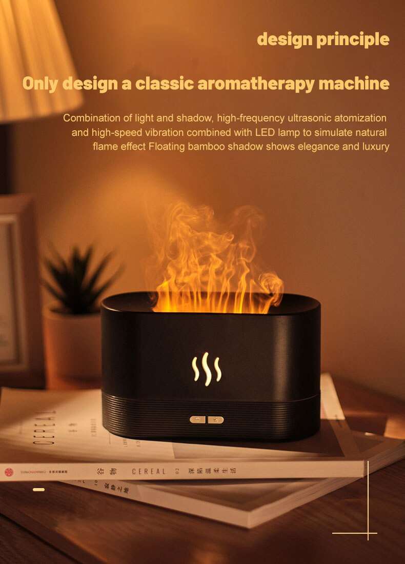 ArtOlo Store Aromatherapy Ultrasonic Humidifier Flame Aromatherapy Ultrasonic Humidifier with LED Lighting