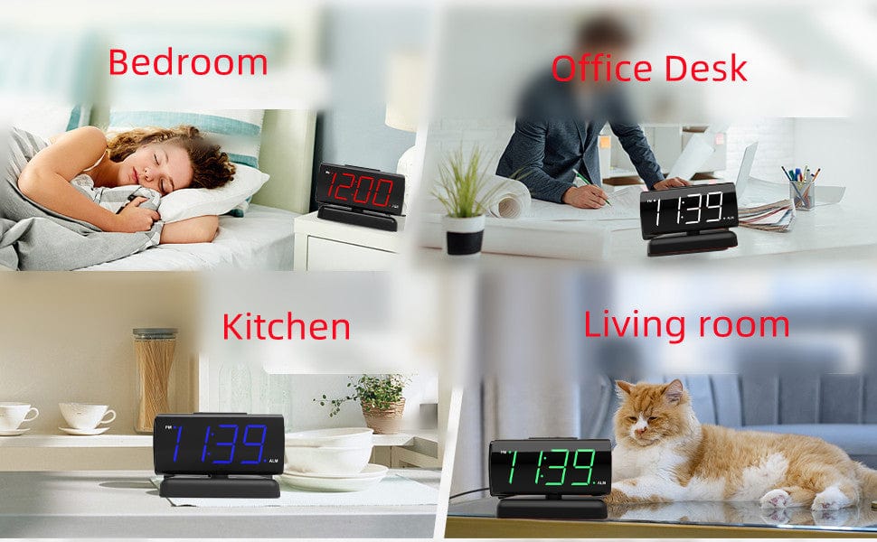 ArtOlo Store GING YHAU alarm clock large digital rotating base 2-level brightness digital clock bedroom bedside alarm clock